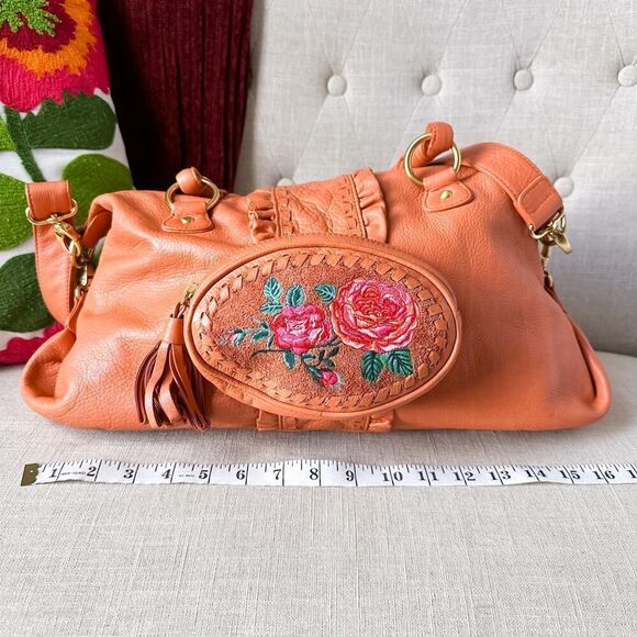 Fiore by Isabella Fiore Dusty Peach Embroidered Leather Purse - Picture 9 of 16